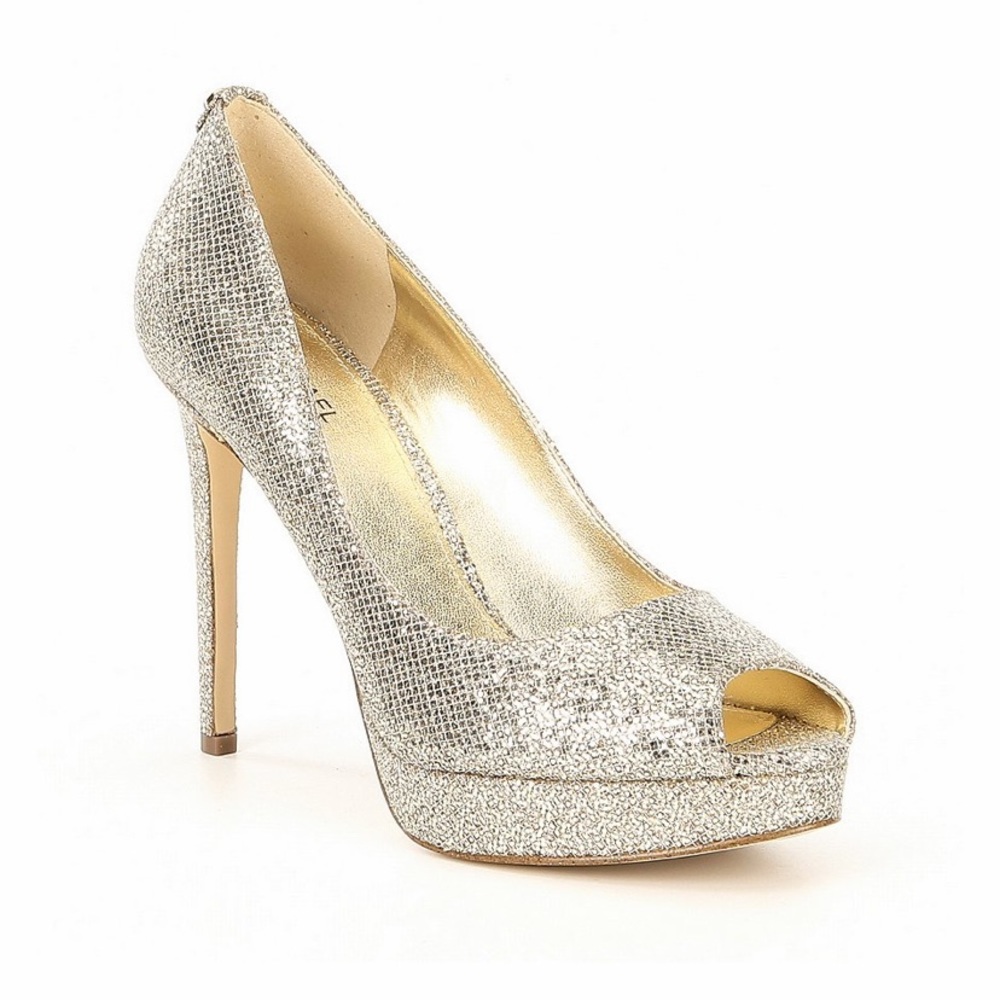 Erika Glitter Metallic Platform Dress Pumps
